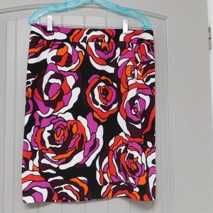Premise Multi Color Floral Skirt Fushia Red Orange Black Brown Size 12